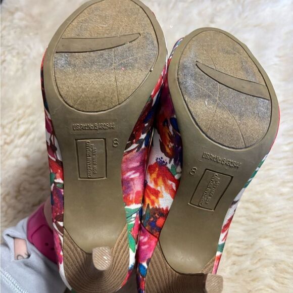 christian siriano floral peep toe heels size 8 - Picture 8 of 11